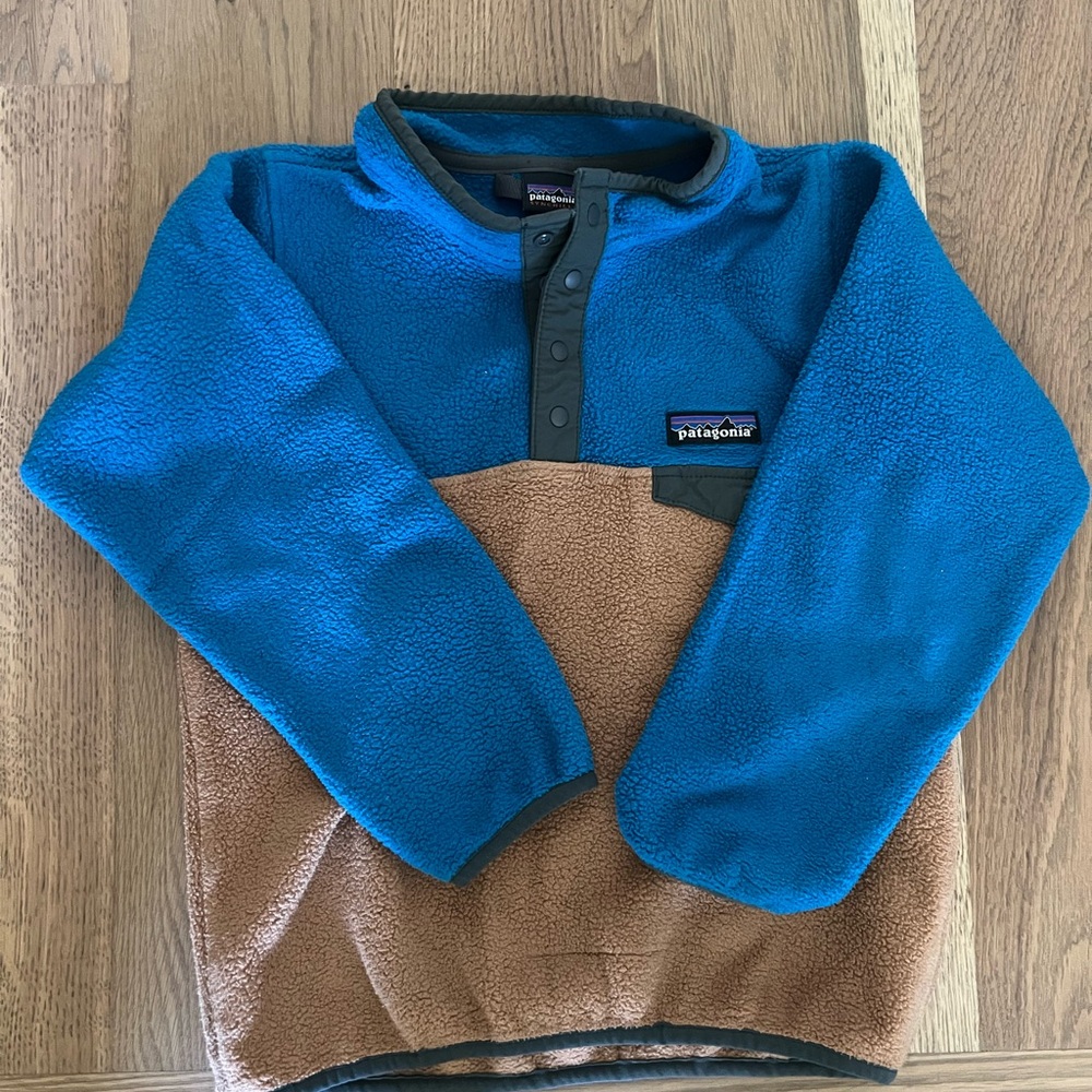 Patagonia Blue and Brown Fleece Pullover